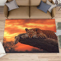 5x6 Sunrise Leopard Rugs for Office - Sunset African Savanna Living Room Carpet, Wild Animal Bedroom Area Rug Kids Low Pile Rug for Indoor Outdoor Hardwood Floors Home Decor