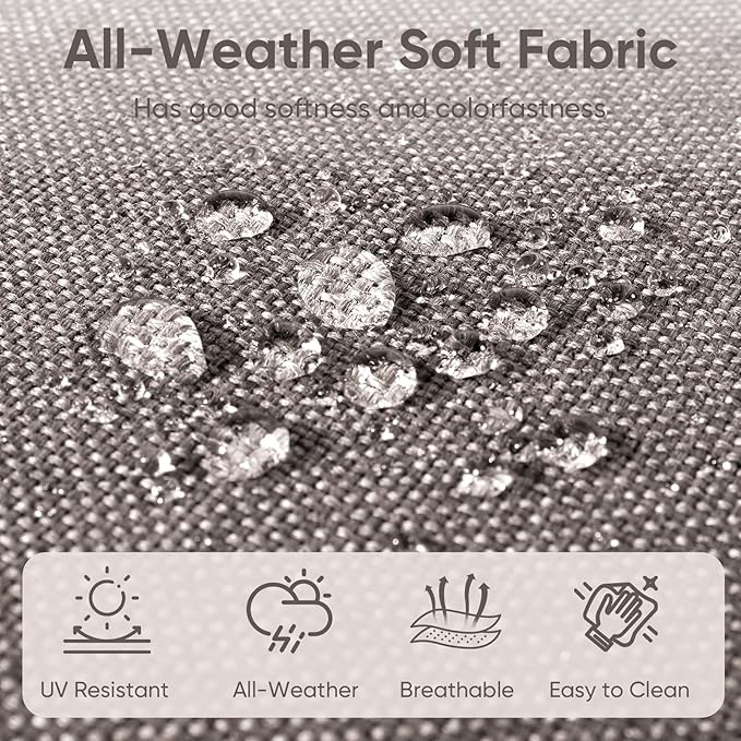 7-Piece Outdoor Patio Cushion Set - Fade & Water Resistant with Removable Olefin Cover, 22x24x4 Inch Memory Foam Cushions for Wicker Sectional Sof - Grey/Buckle