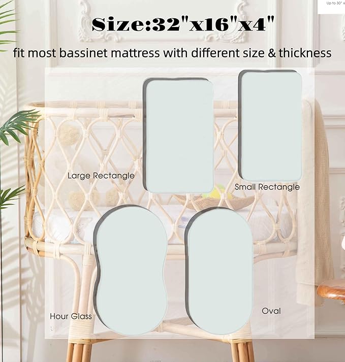 SDY Jersey FloralBassinet Sheets for Baby Girls,32 "x 16 "x 4",2 Pack,Pink Flower Standard Oval/Retangle Bassinet Mattress Sheets for Toddler,Super Soft Breathable