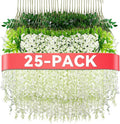 Alotiki Wisteria Hanging Flowers,Fake Hanging Flowers,Wisteria artificiales Garland for Home Wedding Arch Floral Party Garden Ceremony Outdoor Decor,3.6 feet Long(25,White)