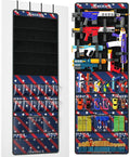 Over Door Toy Gun Storage, Hanging Organizer for Toy Guns, Toys Organizer with Pockets, Hook&Loop Straps for Foam Blasters, Darts, Goggle, Toys Storage Door Hanger for Kidroom, Gameroom