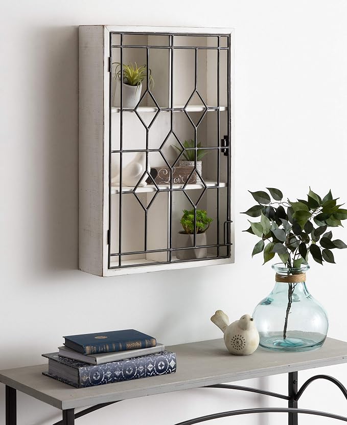 Kate and Laurel Megara Decorative Wooden Wall Hanging Curio Cabinet