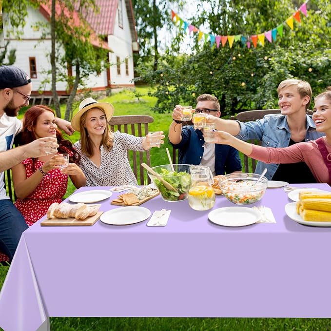 16 Pack Light Purple Plastic Tablecloth for Rectangle Tables, Premium Decorative Lavender Disposable Table Cloths for Parties, Rectangle Party Table Cover for Birthday Wedding Baby Shower, 54x108 Inch