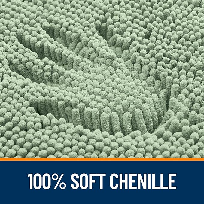 OLANLY Bathroom Rugs 59x35, Extra Soft Absorbent Chenille Bath Rugs, Rubber Backing Quick Dry, Machine Washable Bath Mats for Bathroom Floor, Tub and Shower, Home Decor Accessories, Sage Green