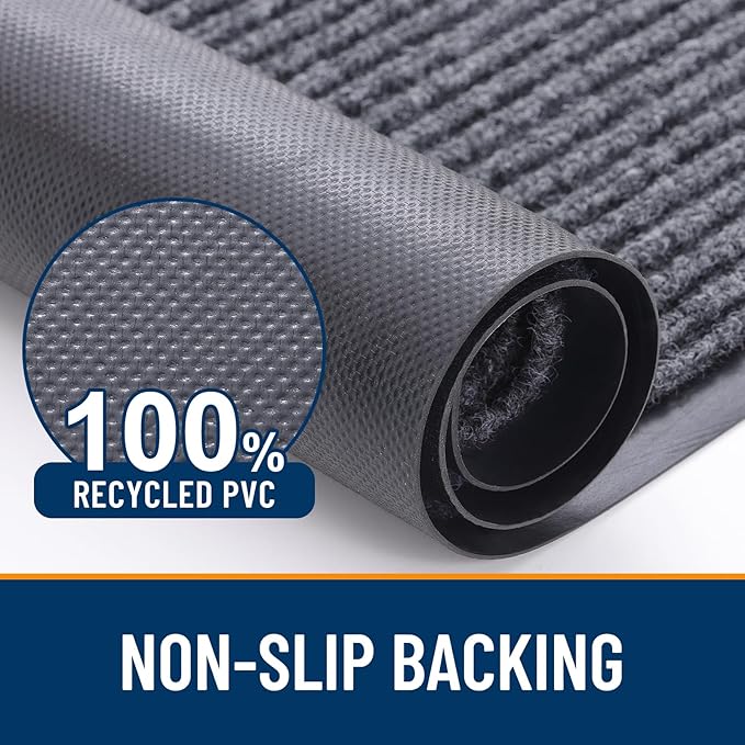 OLANLY Front Door Mat Indoor Outdoor Entrance, Waterproof Heavy Duty Doormat, Fade Resistant, Low Profile, Easy Clean Patio Porch Welcome Floor Mats for Entry, 40x32, Grey