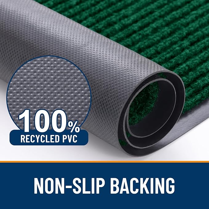 OLANLY Front Door Mat Indoor Outdoor Entrance, Waterproof Heavy Duty Doormat, Fade Resistant, Low Profile, Easy Clean Patio Porch Welcome Floor Mats for Entry, 35x23, Green