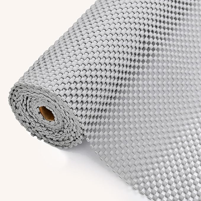 Shelf Liners for Kitchen Cabinets Non Adhesive Shelf Liner Paper Non-Slip Thickened Drawer Liner Easy to Clean for Tool Box Refrigerator Grey 11.8 x 354.3 in