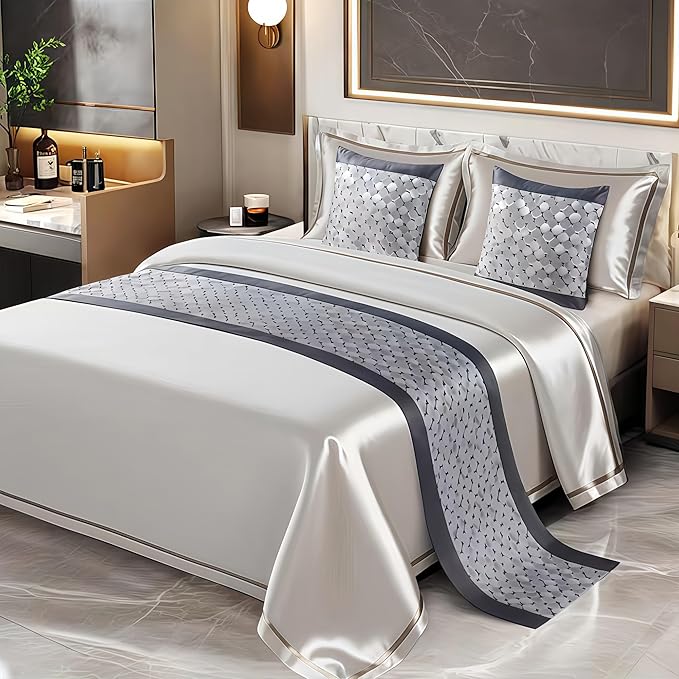 Bed Runner for Guest Room，Luxury Bed Runner，Wedding Bed Runner，Embroidered Bed Runner，Breathable Washable，Hotel Decor，Bed Decorations ，for Home Hotel Decorations(D,50 * 210cm)