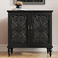 ARTPOWER Accent Cabinet with 2 Doors, Vintage Carved Wood Storage Cabinet