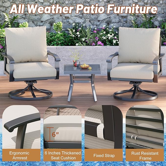 HOMREST Outdoor Swivel Rocker Patio Chairs