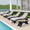 Outdoor Chaise Lounge Chairs + Coffee Tables Set of 6