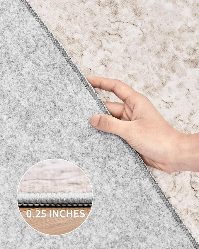 Art&Tuft Non-Slip Runner Rug - 3x6 Runner Rug Washable Low-Pile Rugs Runners, Soft Distressed Carpet Runner for Bedroom Bathroom Kitchen Laundry Living Room, Beige