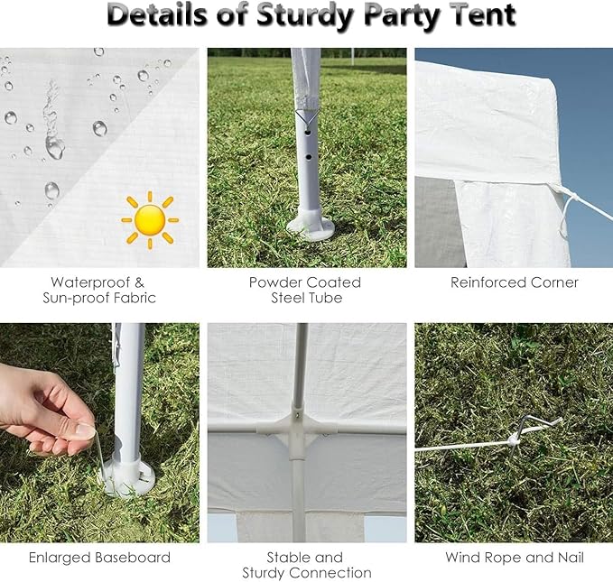 10x30 FT Party Tent, Outdoor Wedding Canopy Tents with Removable Sidewalls, for Parties, Canopy Event Tent Waterproof Gazebo Shelter for Birthday Parties, Weddings, BBQs & Events (7 Sides)