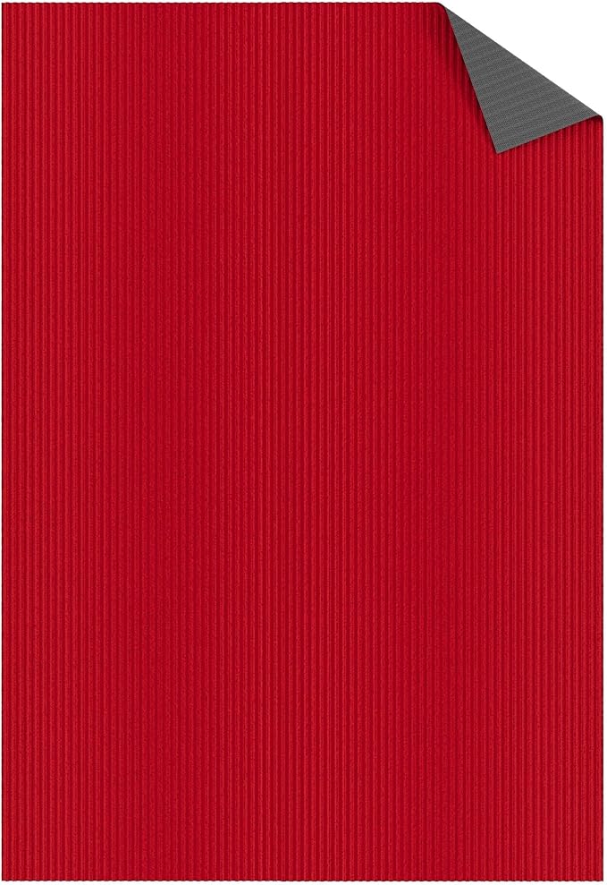 Ottomanson 6'6" x 37' Hallway Runner with Scraper Pile Extra Durable Non-Slip Rug Mat for Indoor & Outdoor Use - Ideal for Kitchen, Entryway, Patio & Garage - High-Traffic Carpet, Red