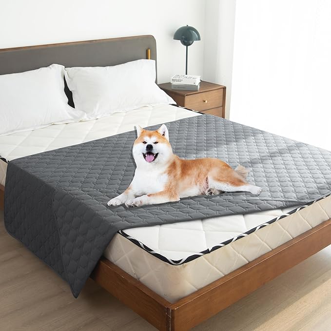gogobunny 3X Stronger Waterproof Pet Blanket, Scratch Proof Furniture Protector for Dogs Cats, Reversible Cover 52x82 Inch, Dark Grey