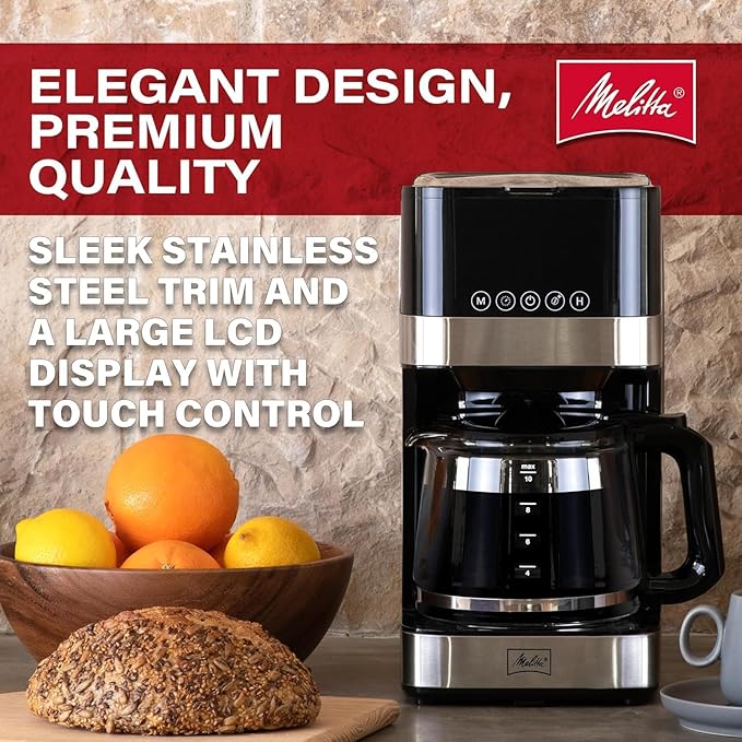 Melitta Aroma Tocco Glass 10-Cup Drip Coffee Maker, Black