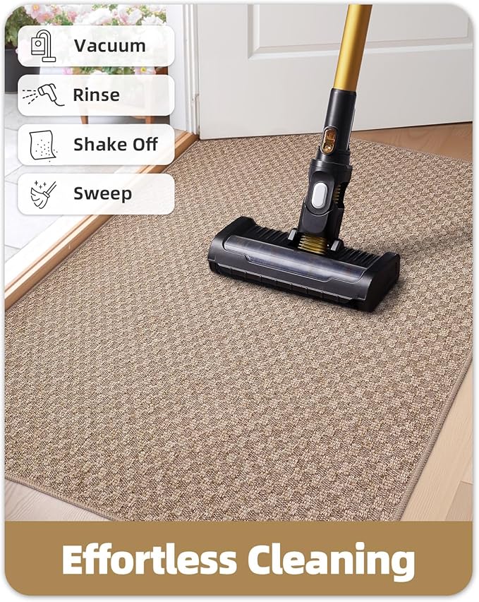 Color&Geometry Large Front Door Mat Indoor Entrance Non Slip Rubber Backed, 36"x56" Indoor Door Mats for Entryway, Dirt Trapper Double Doormat, Washable Front Door Rugs, Khaki (Rolled-up NO Creases)