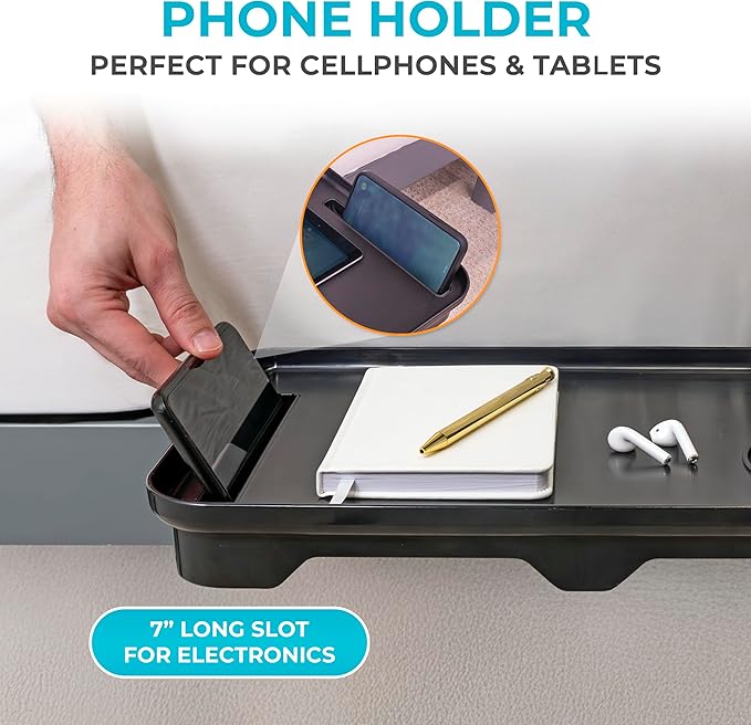 Stander Wonder Bedside Shelf, Bedside Caddy Organizer & Bunk Bed Shelf, Space-Saving Floating Nightstand for Seniors & Dorm Rooms, Bedside Tray Table with Phone Holder, Cup Holder & Cable Organizer