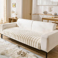 Faux Fur Couch Cover Fuzzy Soft Plush Thick Bubble Sofa Cover Luxury Sectional Couch Covers Luxury Anti-Slip Sofa Slipcover Washable Furniture Protector (Ivory,28"x59")