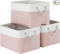 Large Storage Baskets- 15x11x10 inch Storage Bins for Shelves and Closet Organizing, Foldable Fabric Bin for Home Organization Clothes and Laundry (3-Pack, White&Pink)