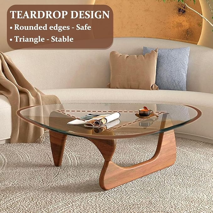 Living Room Coffee Table, 35.8" Mid Century Modern Triangle Coffee Table