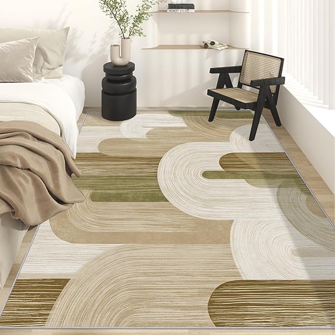 Abstract Geometry Rugs for Home Decor, 3x5 ft, Minimalist Geo Arched Area Rugs for Living Room, Soft Non Slip Washable Mid Century Modern Carpet Bedroom Decorations Dt-Ghf-19