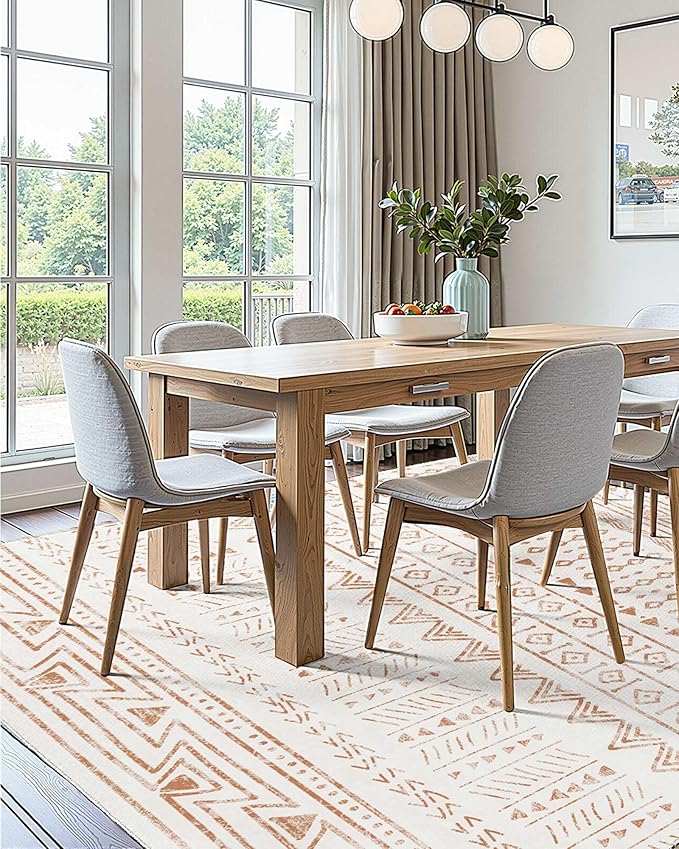 VEVOR 5 x 7 ft Area Rug Large Washable Rug Non-Slip and Tear-Resistant Soft Carpet Pet & Child Friendly Modern Area Rugs Indoor Mat for Bedroom Office Living Room Kids Room Entryway Beige