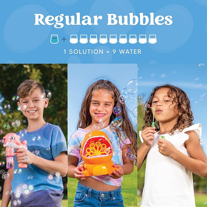JOYIN 2 Bottles Bubbles Refill Solutions 64 oz (up to 5 Gallon), Concentrated Solution for Bubble Machine, Gun, Wand Refill Fluid Summer, Easter Toys(Blue)