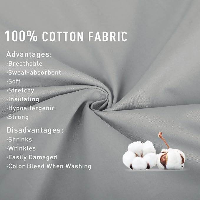 Sunflower Queen Fitted Sheet, 1-Piece Extra Deep Pocket Fitted Bottom Sheet 22", 100% Cotton Sateen Soft Breathable, Silver Gray