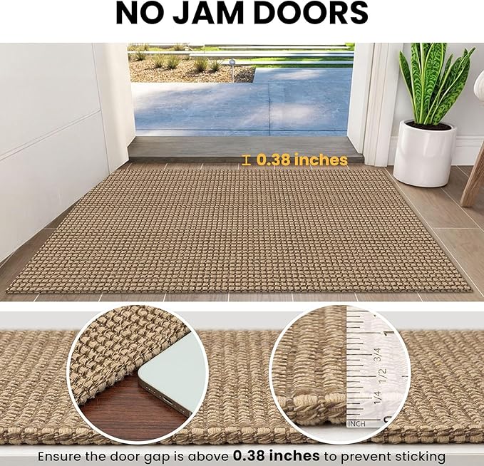 IOHOUZE Washable Exrea Long Hallway Runner Rug 3x14 Non Slip Rubber Backed Kitchen Runner Entryway Runner Indoor, Woven Rugs Floor Carpet for Kitchen Hall Entryway Stair, Orange/Tan/Brown
