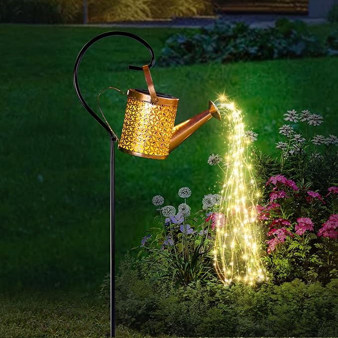 SRNPMIU Solar Watering Can Light - Solar Yard Decorations Outdoor,Garden Decor Lights for Yard,IP65 Waterproof Hanging Lantern Lights,Outside Garden Flower Bed Decor Light for Moms Birthday