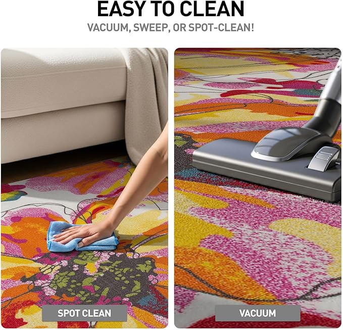 Rugshop Multi Bright Flowers Non Slip Non-Shedding Area Rug for Living Room, Dining Room and Bedroom, 10' x 14'