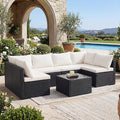 DUMOS 7 Piece Outdoor Patio Sectional Sofa, Modular Wicker Furniture Set
