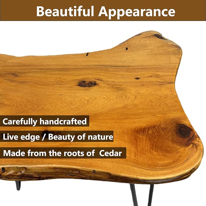 Live Edge Side Table, Solid Wood End Table