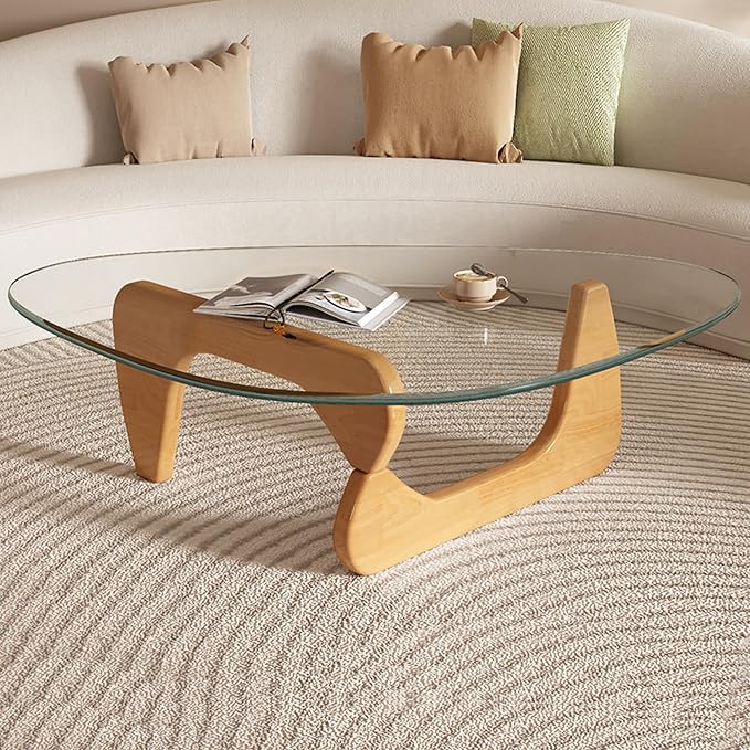 Glass Coffee Table, 35.8" Modern Center Table