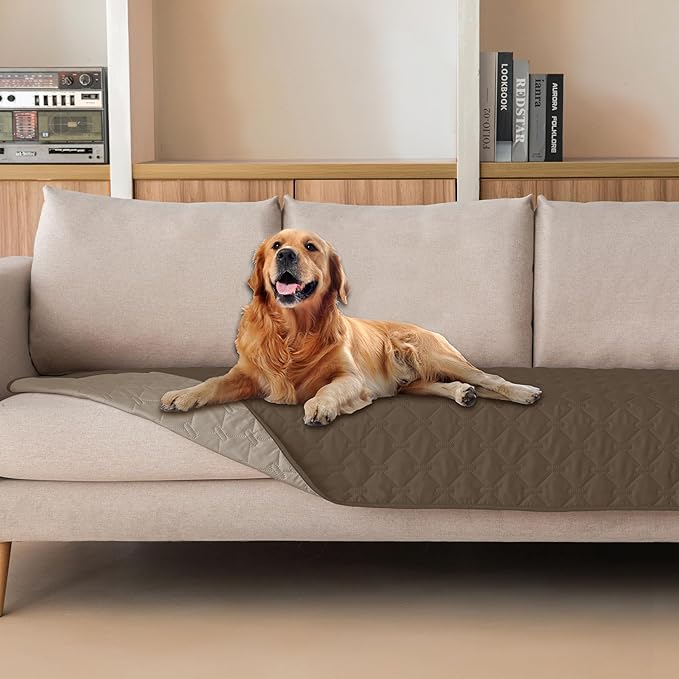 gogobunny 100% Double Sided Waterproof Dog Blanket Soft Pet Bed Cover Reversible Protect Furniture Couch Sofa Car for Puppy Cat Kids (Dark Walnut/Light Walnut, 30x80 Inch (Pack of 1))