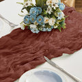 BALCONY & FALCON Terracotta Cheesecloth Table Runner 10FT 120 Inch Rustic & Boho Farmhouse Gauze Cheese Cloth Runners for Wedding Fall Thanksgiving Christmas Party Baby Shower Birthday Decor