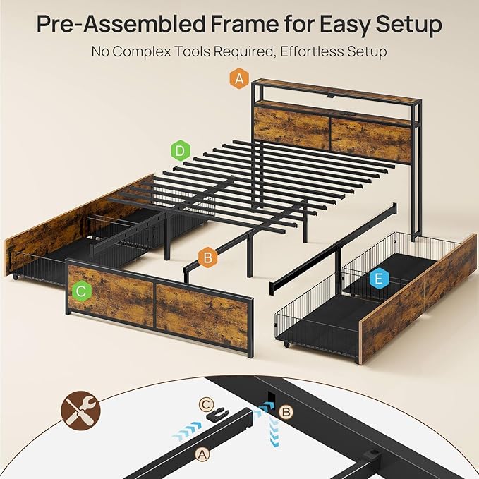 Rolanstar Full Size Bed Frame