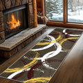 Gold White Red Circle Pattern Runner Rug, 2.6x7ft Washable Hallway Entrance Rugs - Corridor & Foyer Long Accent Rug, Modern Stylish Decor Carpet for Home Runner Non-Slip Mat