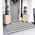 OJIA Black and White Outdoor Rug 3' x 5', Machine Washable Front Door Mats Outdoor, Cotton Hand-Woven Striped Porch Rug Entryway Rug Indoor/Outdoor Area Rug Floor Mat for Farmhouse/Living Room