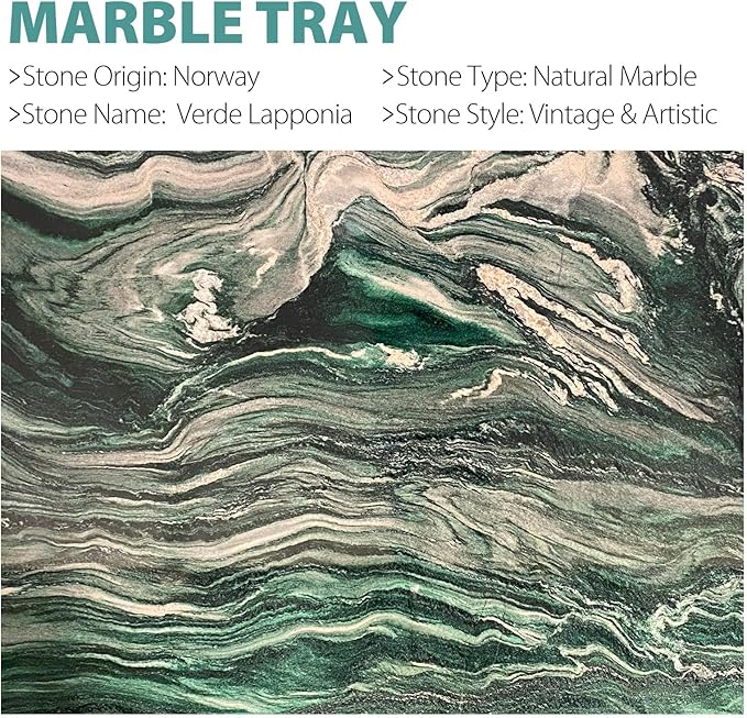 Koville Norway Natural Marble Tray, 12"x6" Vanity Decorative Tray for Countertop Organizer, Catchall Tray for Perfume, Candles, Jewelry Dish