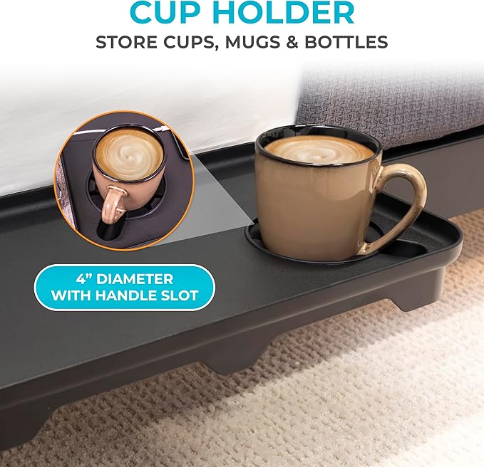 Stander Wonder Bedside Shelf, Bedside Caddy Organizer & Bunk Bed Shelf, Space-Saving Floating Nightstand for Seniors & Dorm Rooms, Bedside Tray Table with Phone Holder, Cup Holder & Cable Organizer