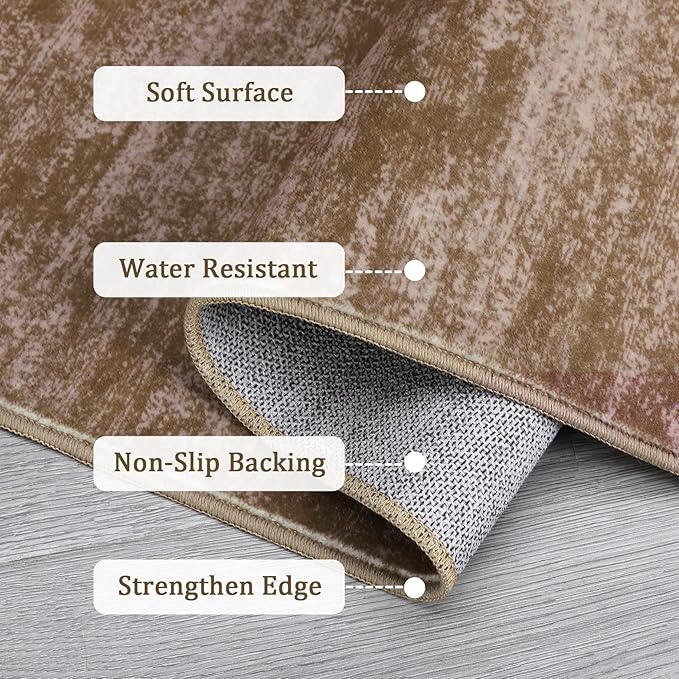 RUGSREAL Round Area Rug 3ft Solid Solor Rug for Entryway Washable Indoor Floor Carpet Contemporary Area Rug Modern Round Rug for Bedroom Living Room Kitchen Home Office, Taupe