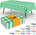 Smiry 3 Pack Green Gingham Disposable Tablecloths - 54" x 108" Heavy Duty Plastic Table Cloth, Waterproof Buffalo Plaid Table Covers for St. Patrick's Day, Banquets, Parties