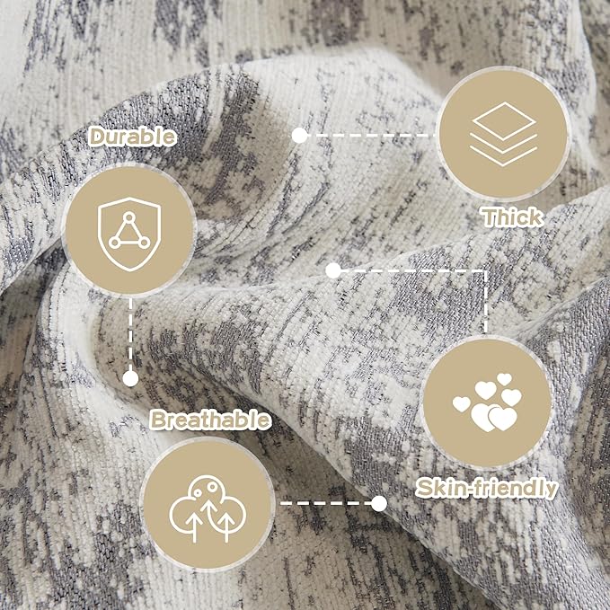 MEETSKY Small Boho Couch Cover Sofa Covers Washable, Chenille Soft Throws Cover for Love seat, Abstract Geometric Sofa Slipcover Multi-Use Furniture Protector for Dogs Pets, 71" x 102", Light Grey