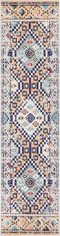 SAFAVIEH Madison Collection Runner Rug - 2'2" x 6', Orange & Beige, Boho Diamond Distressed Design, Non-Shedding & Easy Care, Ideal for High Traffic Areas in Living Room, Bedroom (MAD418P)