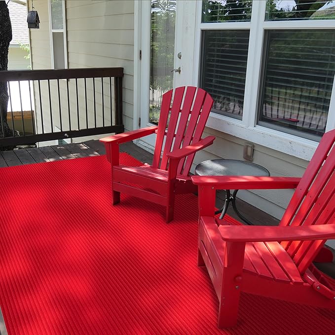 Ottomanson 3'11" x 25' Hallway Runner with Scraper Pile - Extra Durable Non-Slip Rug Mat for Indoor & Outdoor Use - Ideal for Kitchen, Entryway & Garage - High-Traffic Carpet, Red