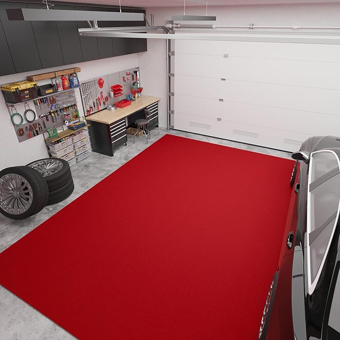 Ottomanson 6'6" x 12' Mud Mat Area Rug Scraper Carpet - Non-Slip, Dirt Trapping for Indoor & Outdoor Use - Ideal for Entryway, Garage, Kitchen, Patio & High-Traffic Areas, Red