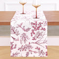 Solino Home 100% Pure Linen Christmas Table Runner 156 Inches Long - Red/White Table Runner 14 x 156 Inch - Handcrafted and Machine Washable - Winter Forest Print