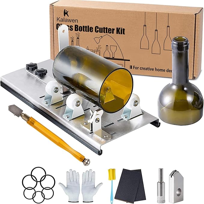 Glass Bottle Cutter, Upgrade Bottle Cutter & Glass Cutter Kit for Bottles, Wine Glass Bottle Cutter Tool to Cut Bottles Wine Beer Liquor Whiskey Champagne (Only for Round Bottles)